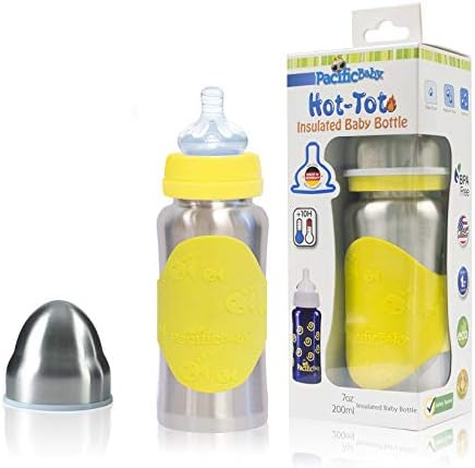 Pacific Baby Hot-Tot Insulated Stainless Steel Infant Baby Eco Feeding Bottle Anti-Colic Nipple 7 Ounce