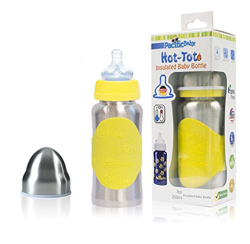 Pacific Baby Hot-Tot Insulated Stainless Steel Infant Baby Eco Feeding Bottle Anti-Colic Nipple 7 Ounce #TOP1