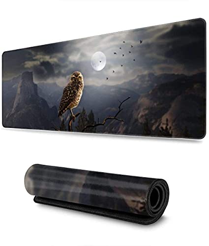 Tapis de Souris,La Chouette dans Le Noir Tapis de Souris de Jeu de Bureau de Bureau Tapis de Souris Confortable de Grande Taille avec Surface Lisse et imperméable 800x300x3mm thumbnail