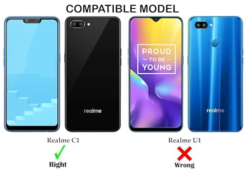 Image of Jkobi Back Cover Case for Realme C1 (Shockproof with Polycarbonate Clear Panel | Professional Black)
