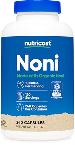 nutricost noni capsules 500mg 240 capsules - ccof certified made with organic noni non-gmo gluten free