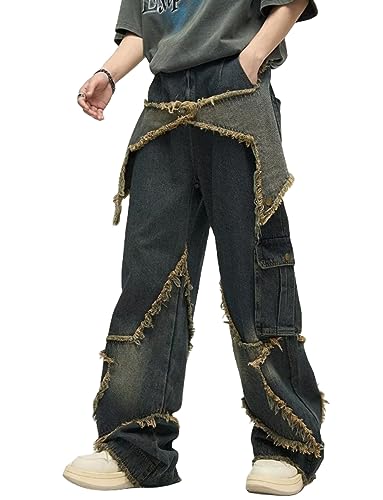 Men's Vintage Star Jeans Hip Hop Style Baggy Pants Goth Harajuku Emo Demin Joggers Trouser