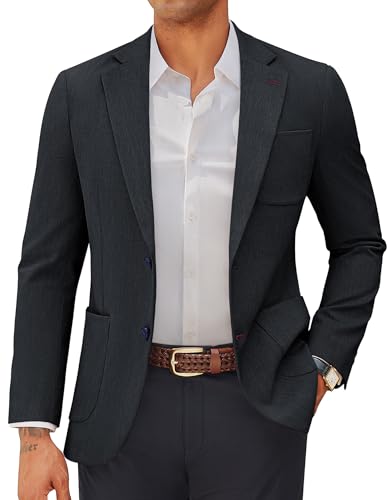 PJ PAUL JONES Blazers décontractés pour homme - Veste de costume à deux boutons - Manteau de sport à revers cranté, bleu marine, M