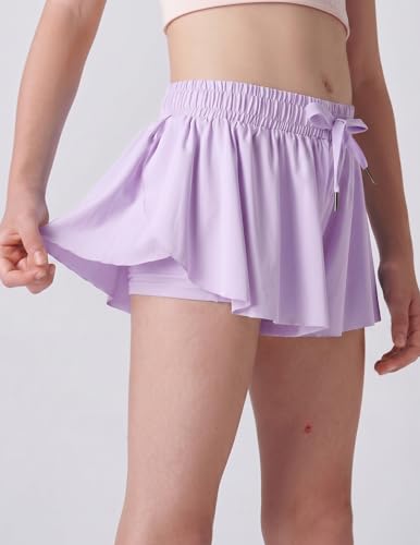 Image of 3 Pack Girls Flowy Shorts with Spandex Liner 2-in-1 Youth Butterfly Skirts for Fitness, Running, Sports