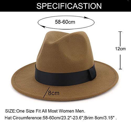 Image of Fedora Hats for Men Wide Brim Panama Hat with Classic Belt