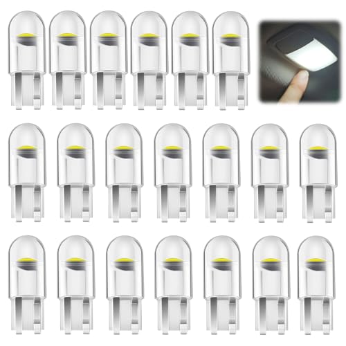 Aihoom 20 pcs Ampoules LED W5W T10 pour Voiture, 12V 6500K, Anti-Erreur, Auto, Intérieur, Canbus, 120LM COB, pour Éclairage Intérieur, Veilleuse,...