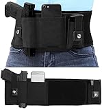 Belly Band Gun Holster for Concealed Carry, Breathable Pistol Holsters with Movable Mag Pouch, Fits...