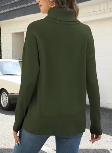 Image of ANFTFH Womens Turtleneck Sweater 2025 Ribbed Knit Top Pullover Sweaters
