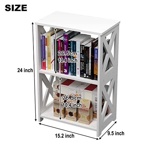 image for Rerii End Table, Side Table 3 Tier, Simple Bedside Nightstand, 2 Shelf