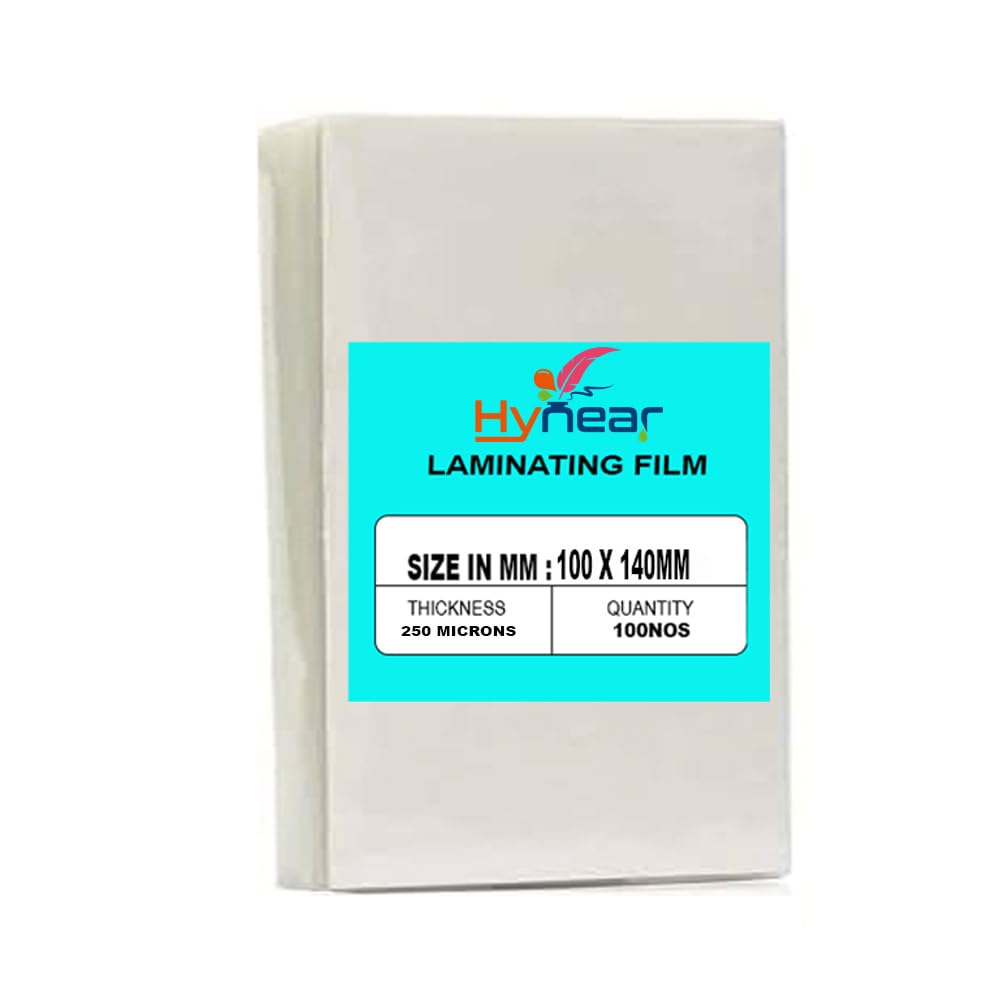Hynear 250 Microns (Document Size 100mm X 140mm) Lamination Pouch Clear Glossy Thermal Transparent Waterproof (Home&Office):Driving License (100NOS) (Pack of 1)