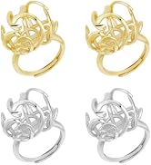 NBEADS 4 Pcs 2 Colors Ring Blank, 0.67 Inch Adjustable Brass Ring Components Platinum and Golden ...