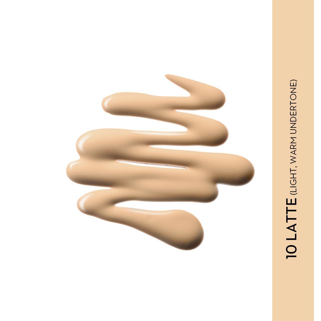 Sugar Cosmetics Drop The Base Serum Foundation10 Latte (Light, Warm Undertone) Full Coverage Waterproof Matte Finsh