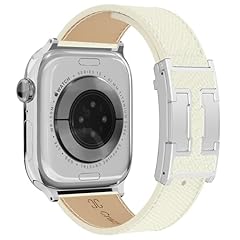 Beige White Band+Silver H Buckle
