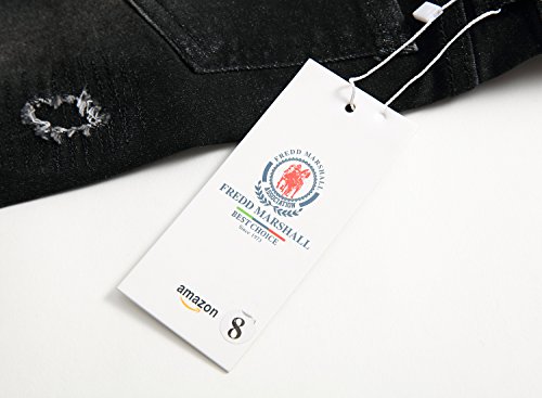 Boy's Black Skinny Fit Ripped Destroyed Distressed Stretch Patched Slim Jeans , Black , 16 #TOP6