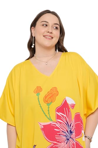 Image of Gypsie Blu Women Plus Size Kaftan Dress Beach Cover Up Maxi Dresses for Women, V-Neck Kimono Sleeve 1X-3X