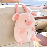 Tissue Box Cover Plush Tissue Box Holder for Car, Home, Decorative Holder/Organizer for Bathroom Vanity Countertop, Nightstands, Office Desk-Fuzzy Pig