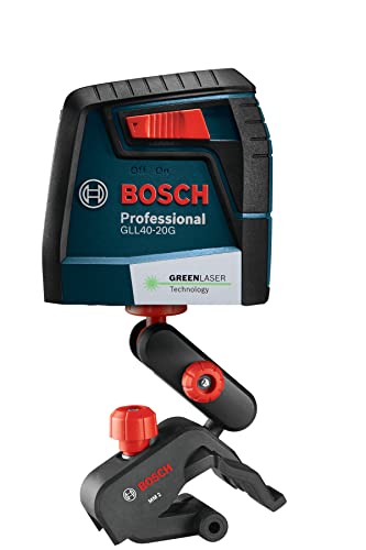 Bosch Gll40-20G 40Ft Green-Beam Self-Leveling Cross-Line Laser With Visimax Technology, 360 Degree Flexible Mounting Device And Carrying Pouch #TOP5