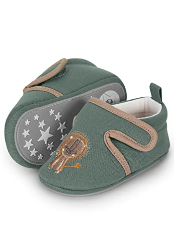 Sterntaler Baby Jungen Krabbelschuhe Baby Babykrabbelschuh Löwe - Krabbelschuhe Baby - mit rutschfester Sternensohle - dunkelgrün, 20