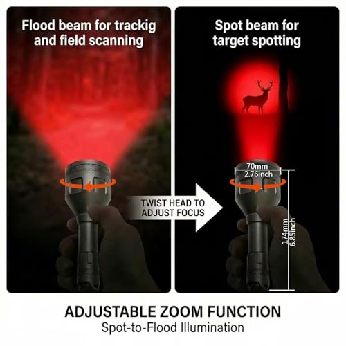 Spale 700 Yards Dimmable Red Light Flashlight for Night Hunting Flashlight with red Beam — view 5