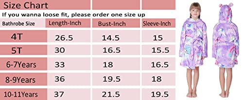Soft Girls Bathrobe, Hooded Flannel Robe Toddler Dressing Gown Sleepwear 4T -18 Years #TOP5