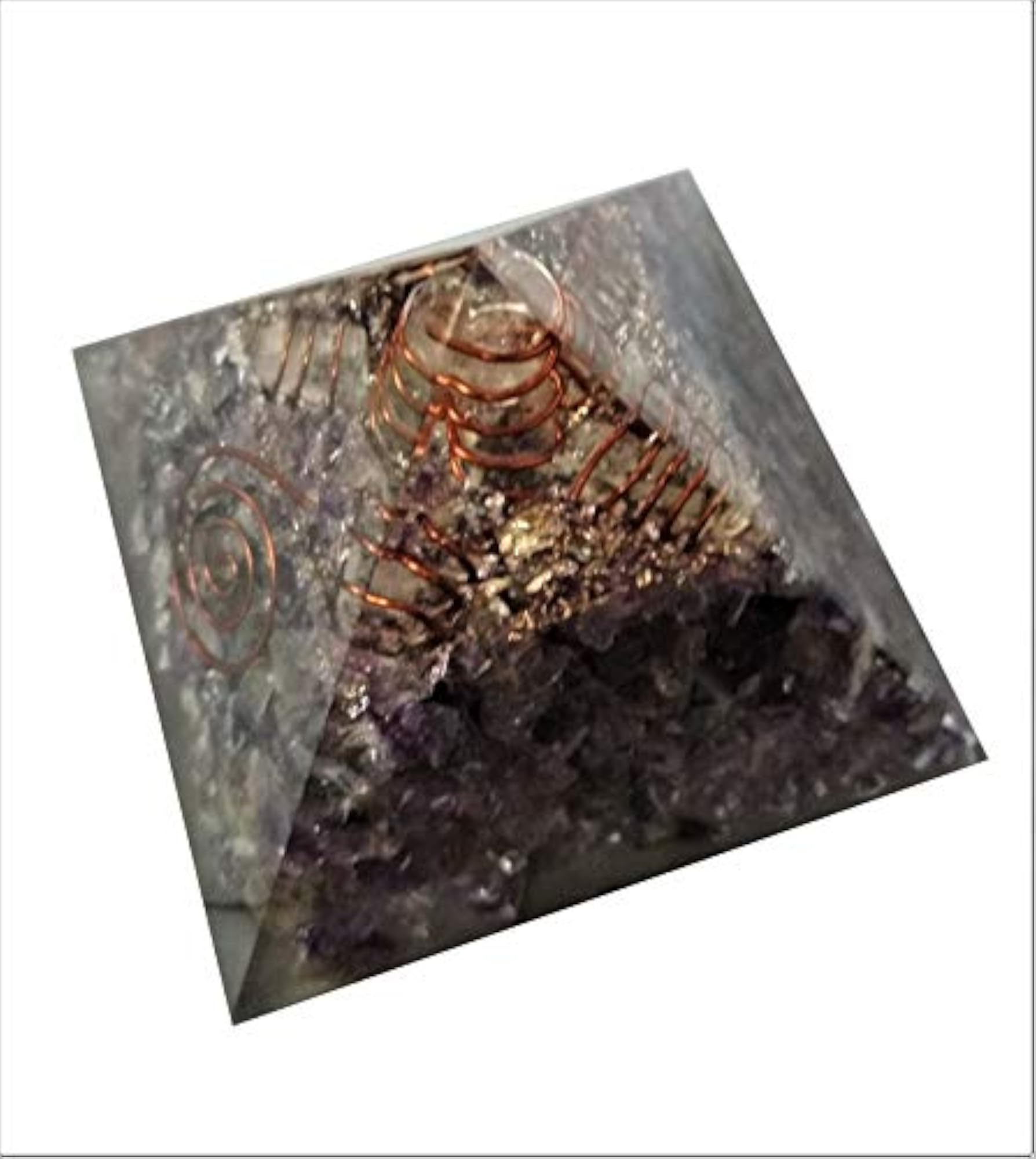 Amethyst Orgone Pyramid with Crystal Quartz Energy Rod