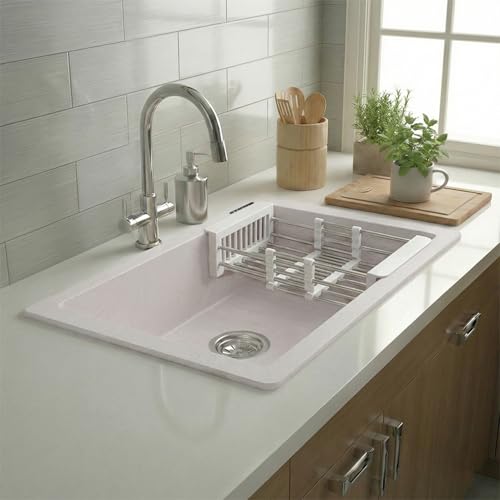 Image of JAYKO Quartz Acrylic Kitchen Sink for Modular Kitchen | Granite Finish, Scratch & Heat Resistant | Easy to Clean & Stylish Sink for Home (RA, 21x18in)