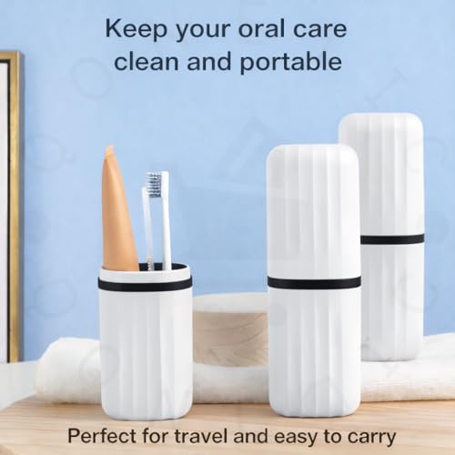 Image of QONETIC Travel Tooth Brush Holder for Bathroom Square Toothbrush Holder for Travel, Portable Toothbrush Case & Tooth Brush Cover Box Organizer for Traveling, Camping, & Business Trips (White N)
