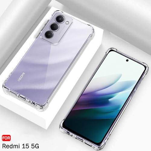 Image of TheGiftKart Crystal Clear Back Cover Case for Mi Redmi 15 5G | Shockproof Soft TPU Case | Cushioned Edges for Ultimate Protection Back Cover Case (TPU, Transparent)