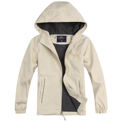 Image of Jingle Bongala Kids Waterproof Rain Jackets Lightweight Raincoats Fleece & Knitted Lining Hooded Windbreaker for Boys Girls
