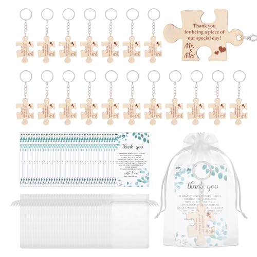 Wedding Favors for Guests Bulk 100, Wooden Puzzle Keychain Bulk