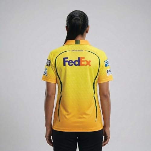 Image of playR x Chennai Super Kings Original Match Jersey IPL 2026 - Adult Plain Half Sleeve CSK Cricket T-Shirt, Regular Fit Sportswear Tee for Training, Outdoor & Match Day Activewear for All Season
