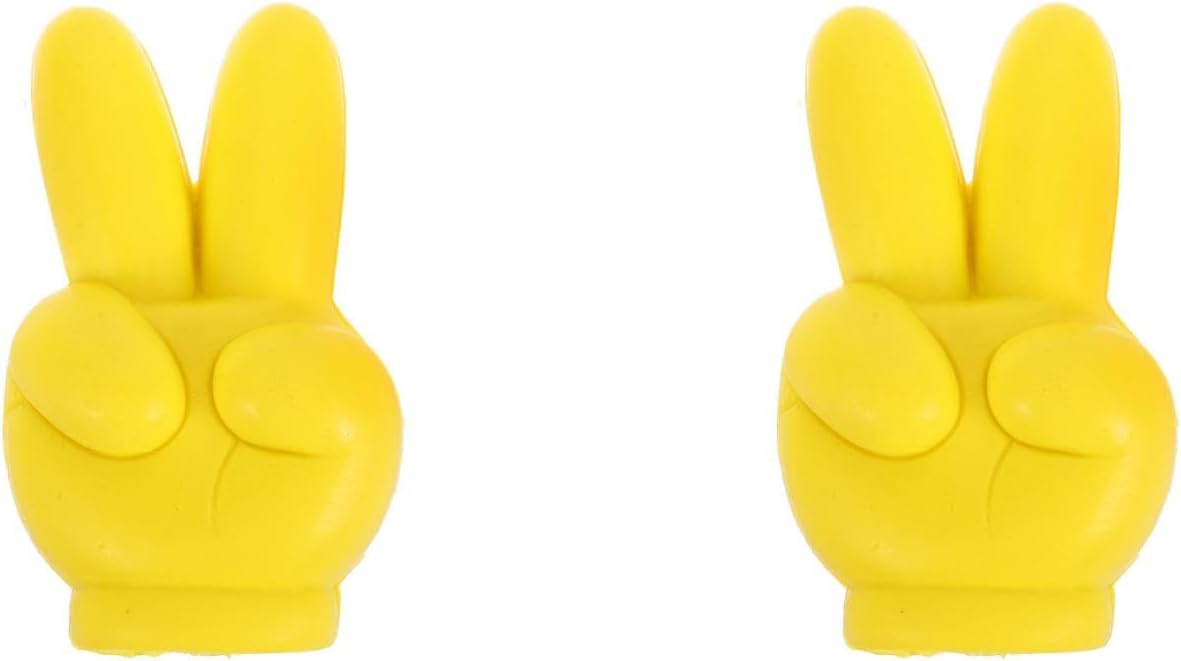 GLEAVI 2Pcs Yellow Polyurethane Car Antenna Ball Victory Hand Gesture Topper Exterior Decoration Easy Install Car Accessory Fits Multiple Models