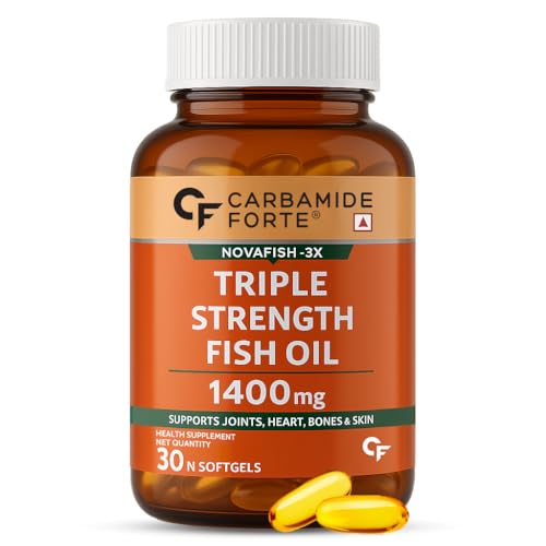 Image of Carbamide Forte Triple Strength Omega 3 Fish Oil Capsules 1400mg | Fatty Acid Supplements | Fish Oil | Omega 3 Supplement - 30 Capsules