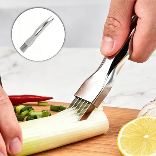 SJIFJSE Shred Silk The Knife, Couteau à Déchiqueter Les Oignons,couteau à oignon vert haché en acier inoxydable amélioré,Hachoir à Légumes Multifonction,Coupe-Légumes en Acier Inoxydable – vue 4