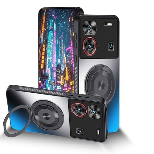 Compatible con Funda Nubia Z60 Ultra Magnético con Soporte de Anillo, Mate Carcasa para Nubia Z60 Ultra Fundas Case Ultra Fina Antigolpes Protector (Negro)