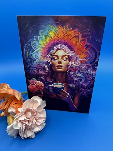Image of Performing Arts Divine Feminine Greeting Card with Envelopes - Spiritual Awakening Art Collection - Blank Inside 5x7 Note Card - 10 Pack Of Cards And Envelopes - Artistic Portrait Card