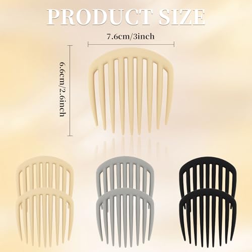 6 Peines Clips para Cabello Diseño Frances en 3 Colores Neutros miniatura 2