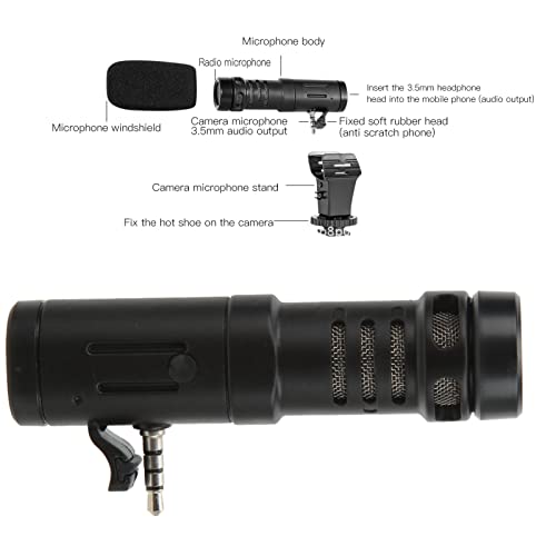 Goshyda On Camera Microphone, 3.5mm Universal Video Microphone Mini Noise Reduction Mic with Windproof Sponge, Compatible with Cameras Camcorders, for Vlogging Live Conference Video - Image 3