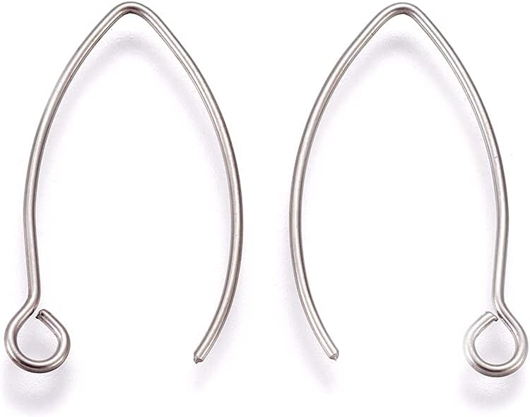 Stainless Steel French Ear Wire Earring Hooks Cheriswelry 10pcs Platinum V Shape Earring Hooks with Loop 25.5x15x0.8mm for Women DIY Craft Jewelry Making Pin: 0.8mm image 2