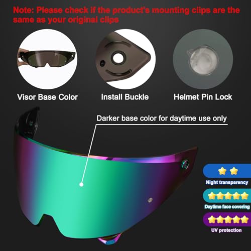 Image of PSLER Shatterproof Motorcycle Helmet Visor for Atlas 3.0 4.0,Color Green | Impact-Resistant ,UV400 Protection, Motorcycle Tinted Face Shield for Atlas 3.0 4.0,Visor Replacement