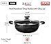 Vinod Cookware Professional Deep Kadhai – 2.6 Liters(2.7 Quarts) – 22cm–Glass Lid Included – Multi-Use Hard Anodized Wok/Pot –Suitable For Indian Cooking, Sauces, Pasta, Stews, Soups – Riveted Handles