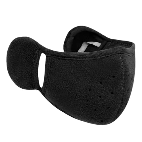 Whnbuij Winter Fleece Gesichtsmaske mit Ohrenschützern Schwarz