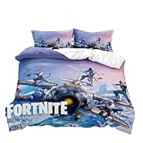 フォートナイト 布団カバーセット 子供用 2点 3点セット 洗える fortnite 寝具カバー ベッドカバー 枕カバー おしゃれ シングル 通気吸湿 シワなりにくい 快眠 洗い替え速乾タイプ 男女兼用 四季通用 洋式 (色23,135*200CM 2点セット)