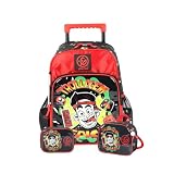 Kit Mochila Enaldinho Rodinhas Lancheira E Estojo Box Teen Vermelha