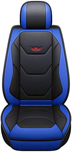 Miniatura 3 de Jojohon. Fundas de asiento de automóvil, de piel sintética de lujo, 5 asientos, ajuste universal., Negro, azul