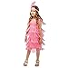 DSplay Kids Girl's Fashion Flapper Satin Dress Costume (L, Pink)