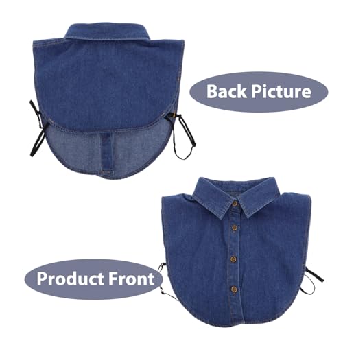 Angoily Fake Denim Detachable Collar Shirt, Dickey Half Blouse False Collar Round Top for Lady Women Girls Unisex Shirt for Everyday Wear and Special Occasions4