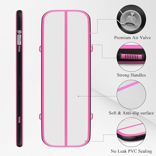 LUBAKED Airtrack Matte, Gymnastikmatte 4m (Farbe: Rosa) - 3