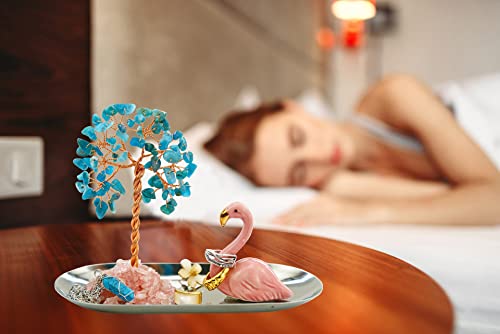 Carselage Flamingo Ring Holder For Jewelry, Blue Apatite Crystal Ring Dish Earring Organizer Trinket Small Tray Key Bowl Lion Latch, Teen Girls Trendy Cute Stuff For Christmas Gift #TOP2