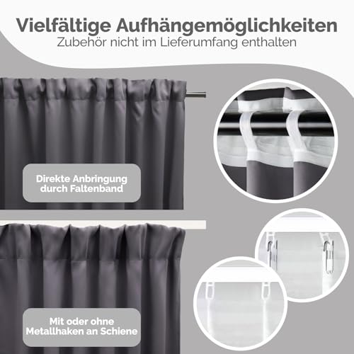 Blumtal Verdunklungsvorhänge Kräuselband 295x140 cm im 2er Set - Oeko-TEX zertifizierte Vorhänge Blickdicht - Verdunklungsvorhang… – Ansicht 3